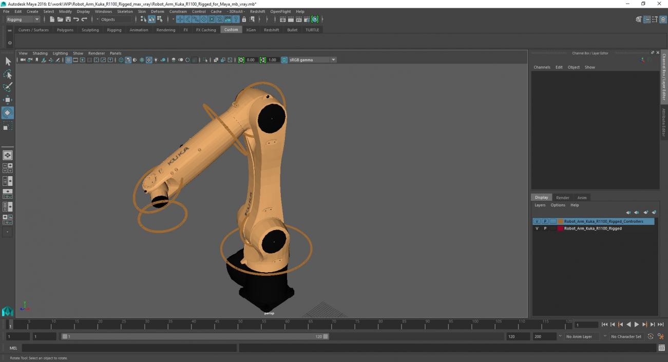 3D Robot Arm Kuka R1100 Rigged for Maya