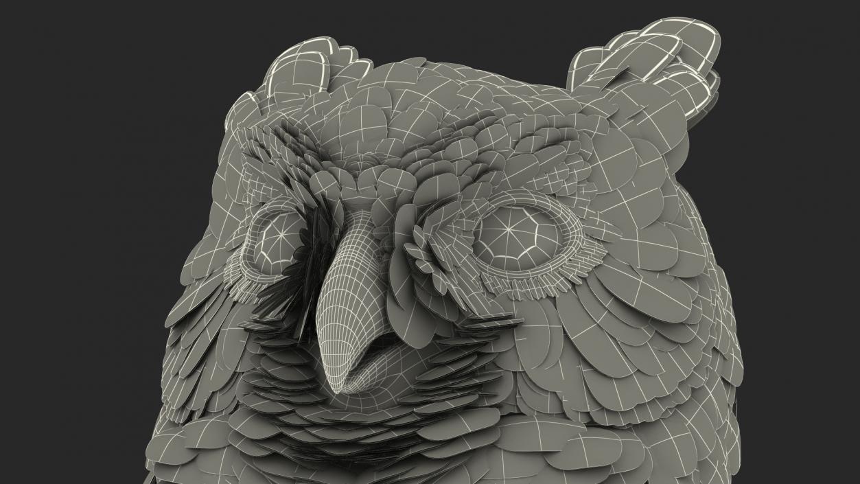 3D Great Horned Owl Head