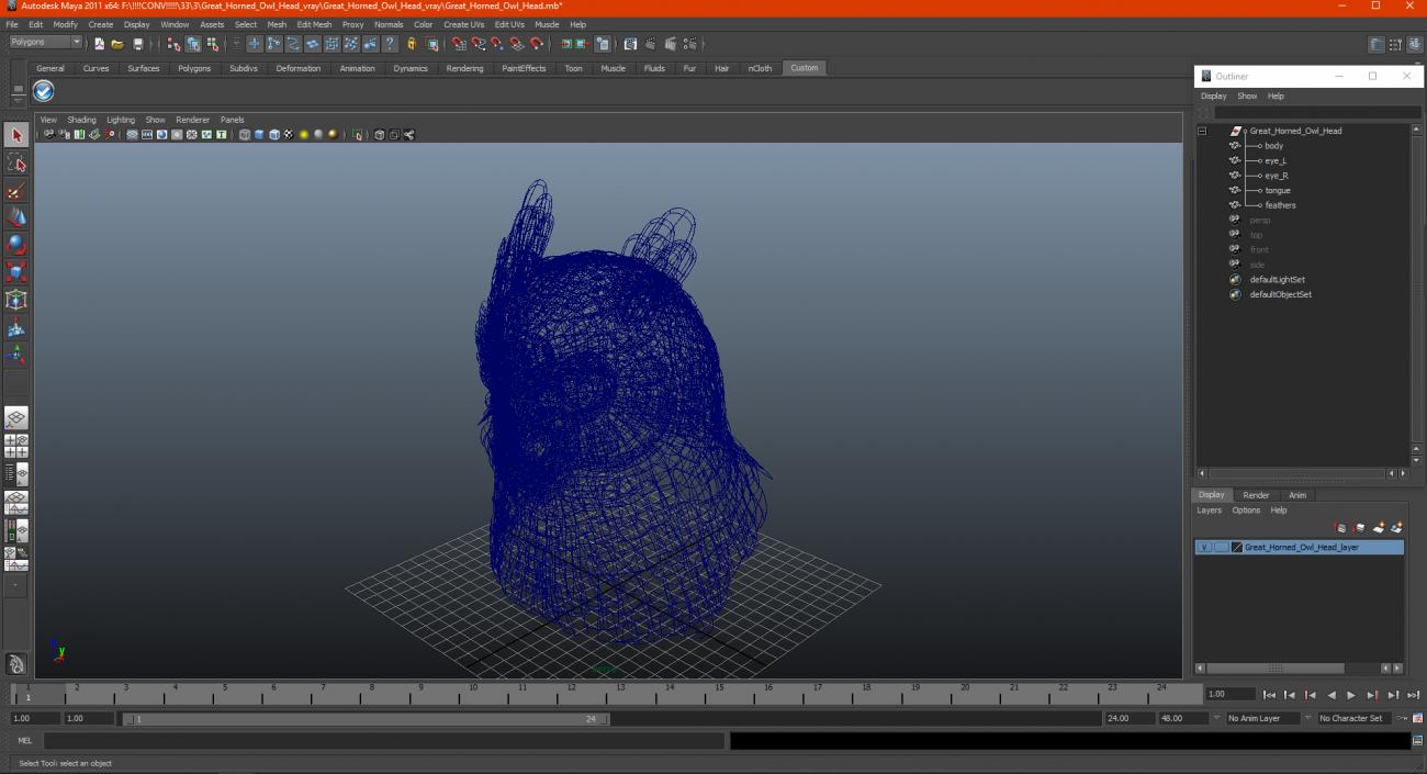 3D Great Horned Owl Head