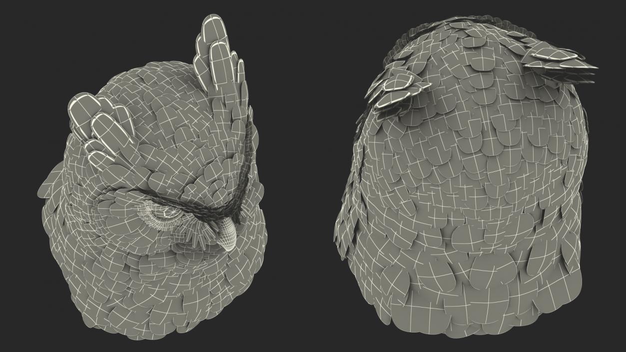 3D Great Horned Owl Head