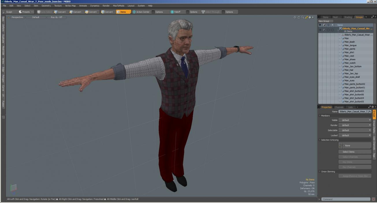 3D model Elderly Man Casual Wear T Pose