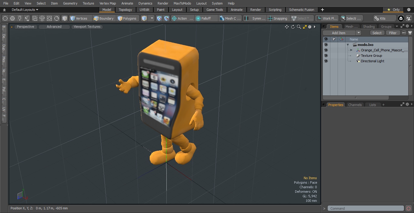 Orange Cell Phone Mascot Walking 3D