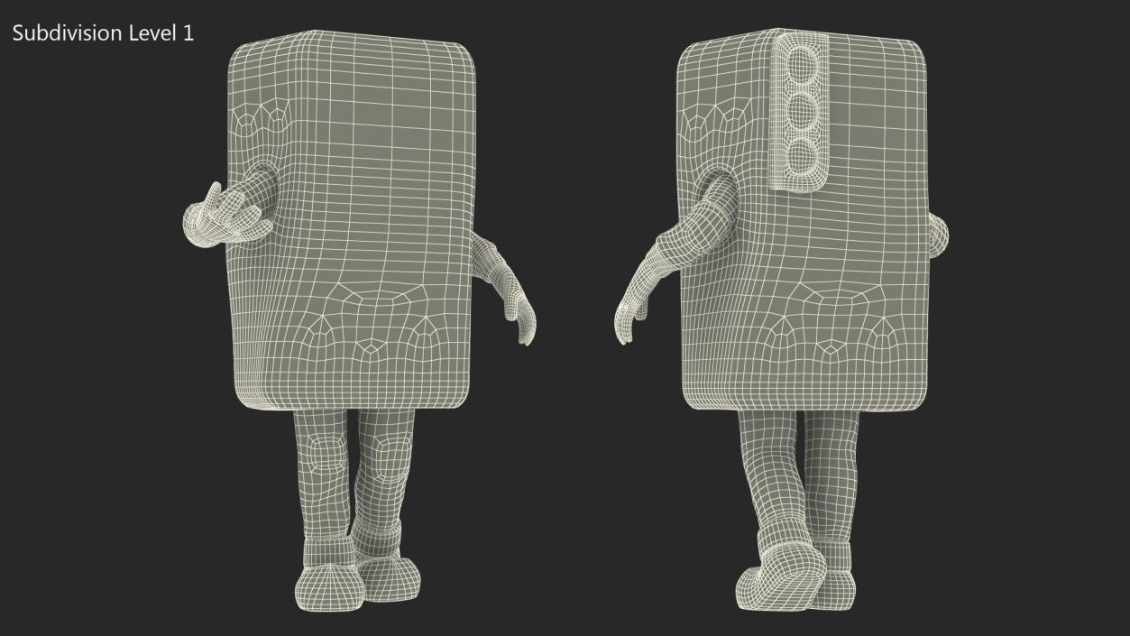 Orange Cell Phone Mascot Walking 3D