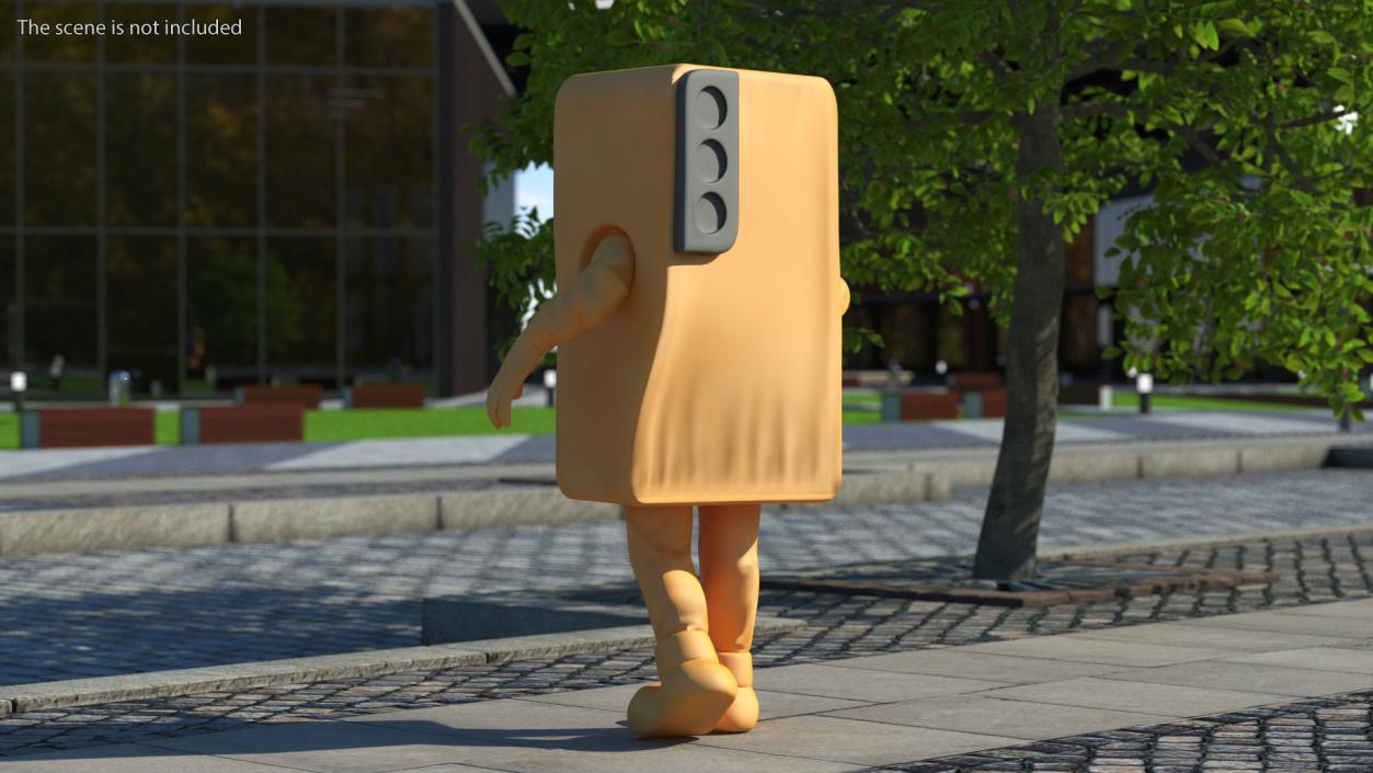 Orange Cell Phone Mascot Walking 3D