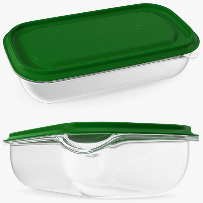 Small Rectangular Plastic Food Container with Lid 3D model