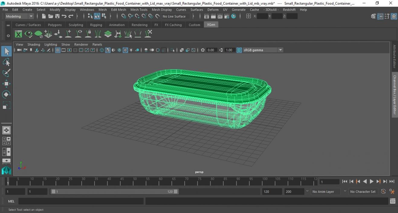 Small Rectangular Plastic Food Container with Lid 3D model