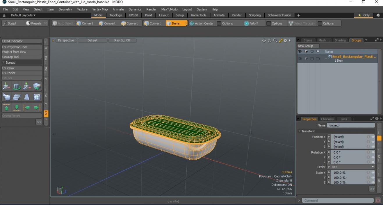 Small Rectangular Plastic Food Container with Lid 3D model