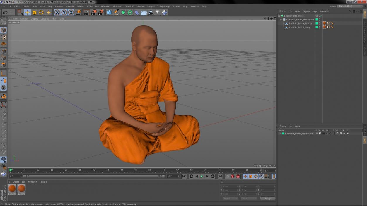 Buddhist Monk Meditation 3D model