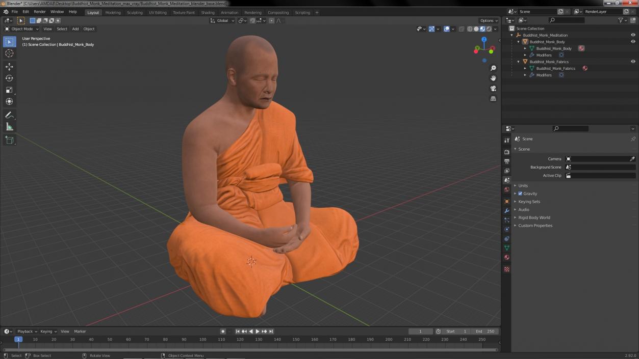 Buddhist Monk Meditation 3D model