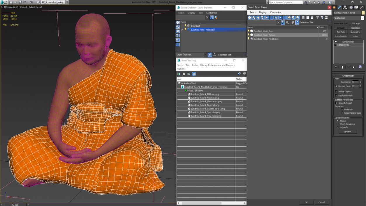 Buddhist Monk Meditation 3D model