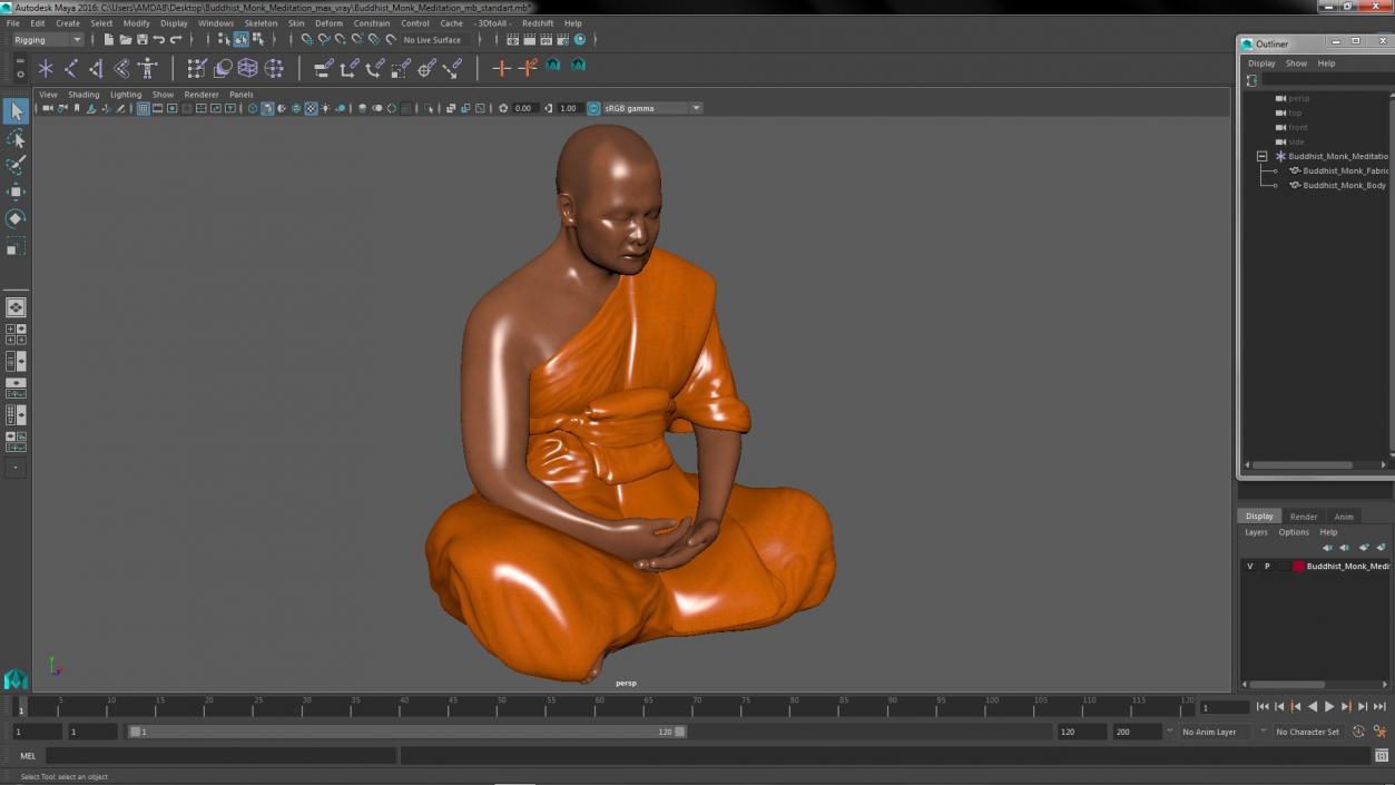 Buddhist Monk Meditation 3D model