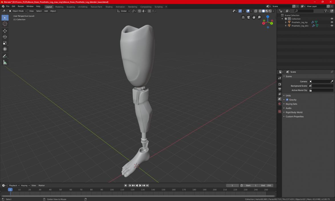 3D model Above Knee Prosthetic Leg