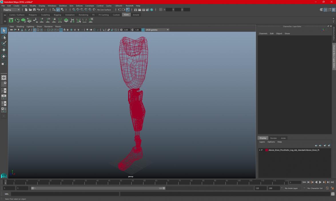 3D model Above Knee Prosthetic Leg