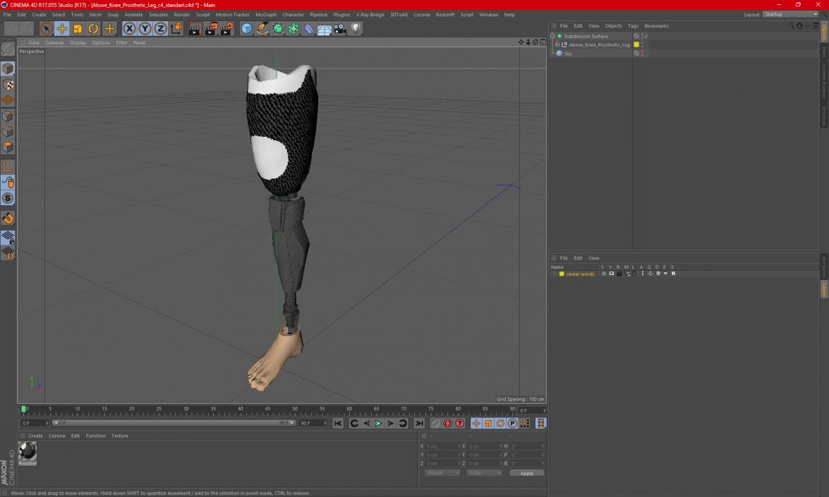 3D model Above Knee Prosthetic Leg