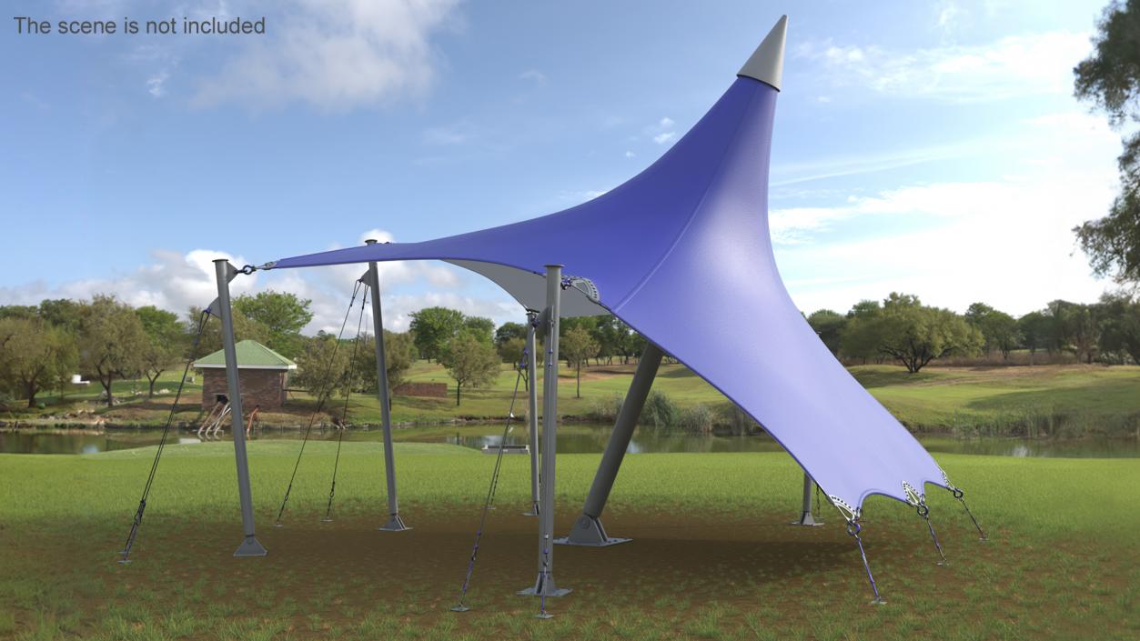 Tensile Fabric Tent Blue 3D model