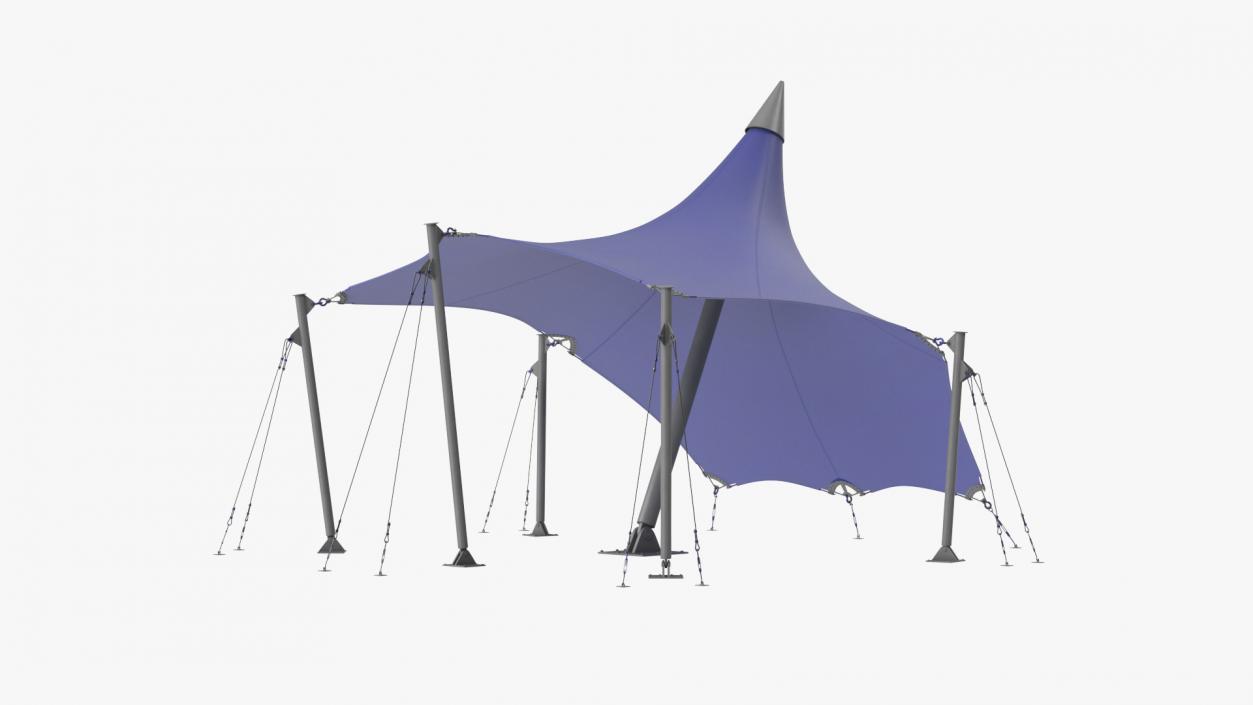 Tensile Fabric Tent Blue 3D model