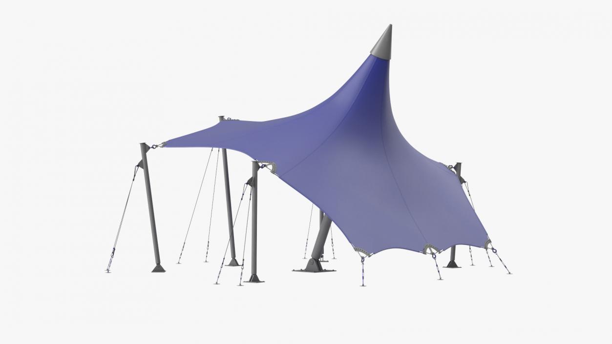 Tensile Fabric Tent Blue 3D model