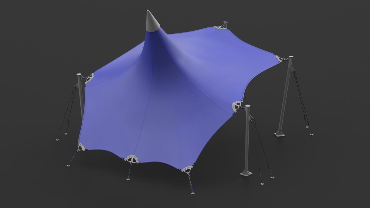 Tensile Fabric Tent Blue 3D model