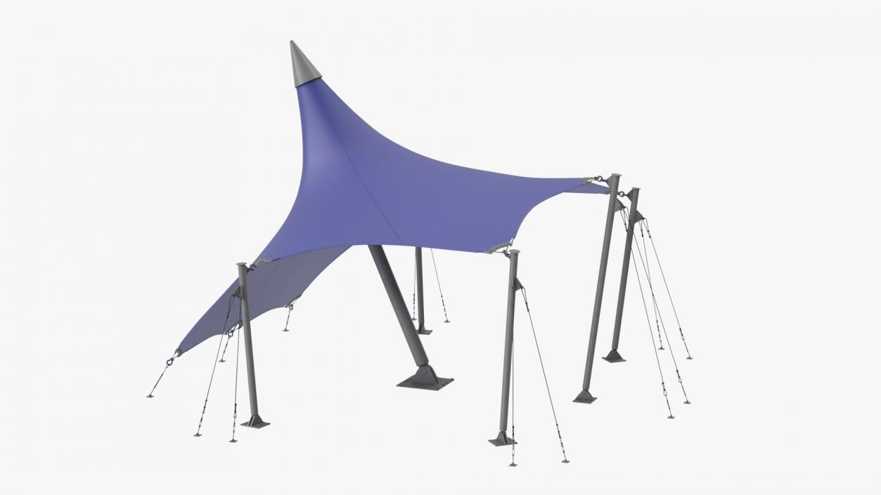 Tensile Fabric Tent Blue 3D model