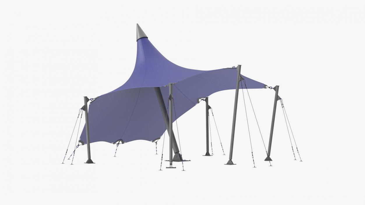 Tensile Fabric Tent Blue 3D model