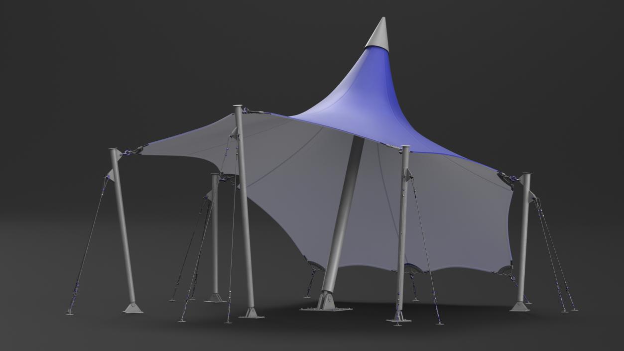 Tensile Fabric Tent Blue 3D model