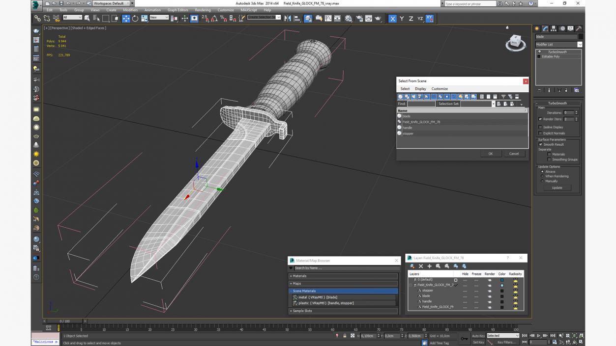 3D Field Knife GLOCK FM 78 model