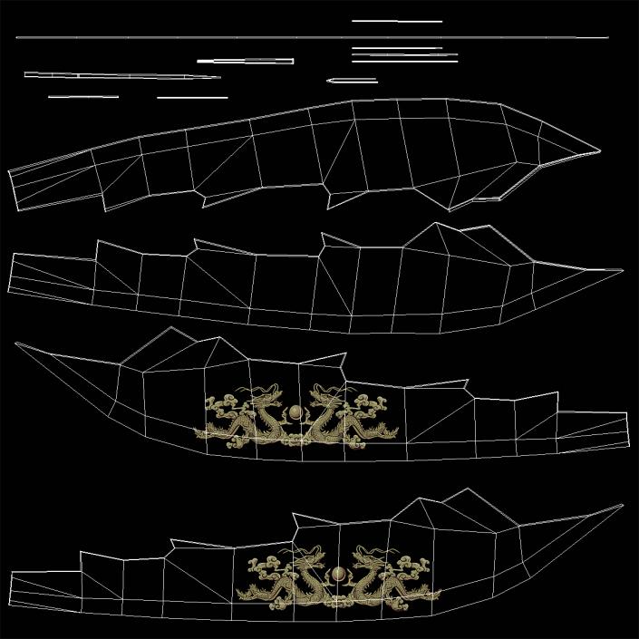 3D model Japanese Samurai Naginata Yari Sword Set