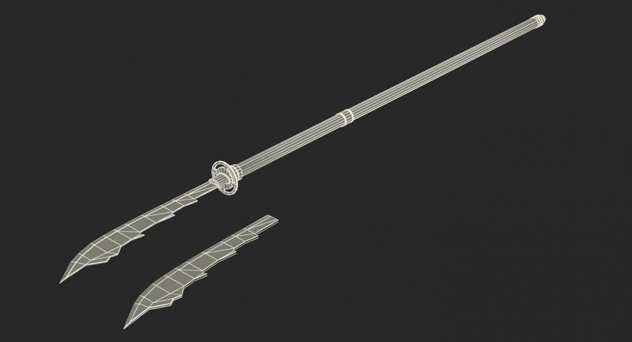 3D model Japanese Samurai Naginata Yari Sword Set