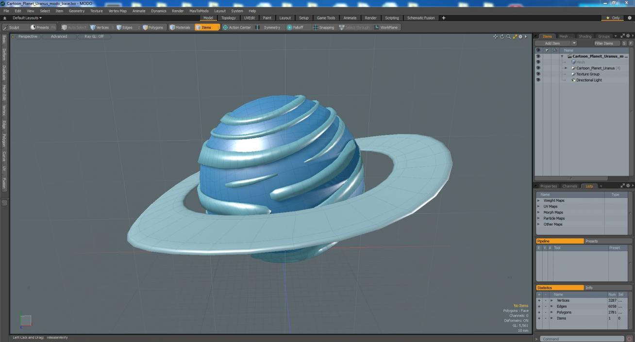 3D Cartoon Planet Uranus