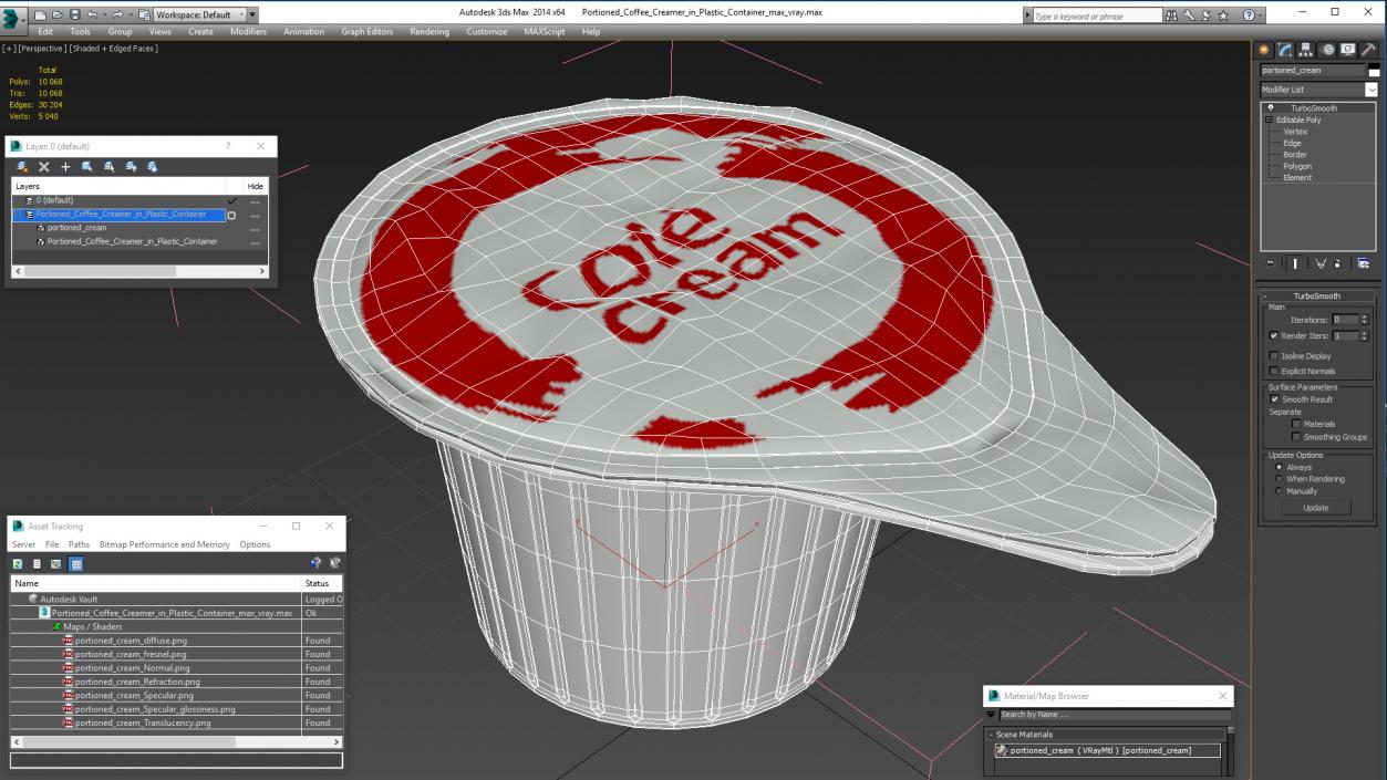 3D model Portioned Coffee Creamer in Plastic Container