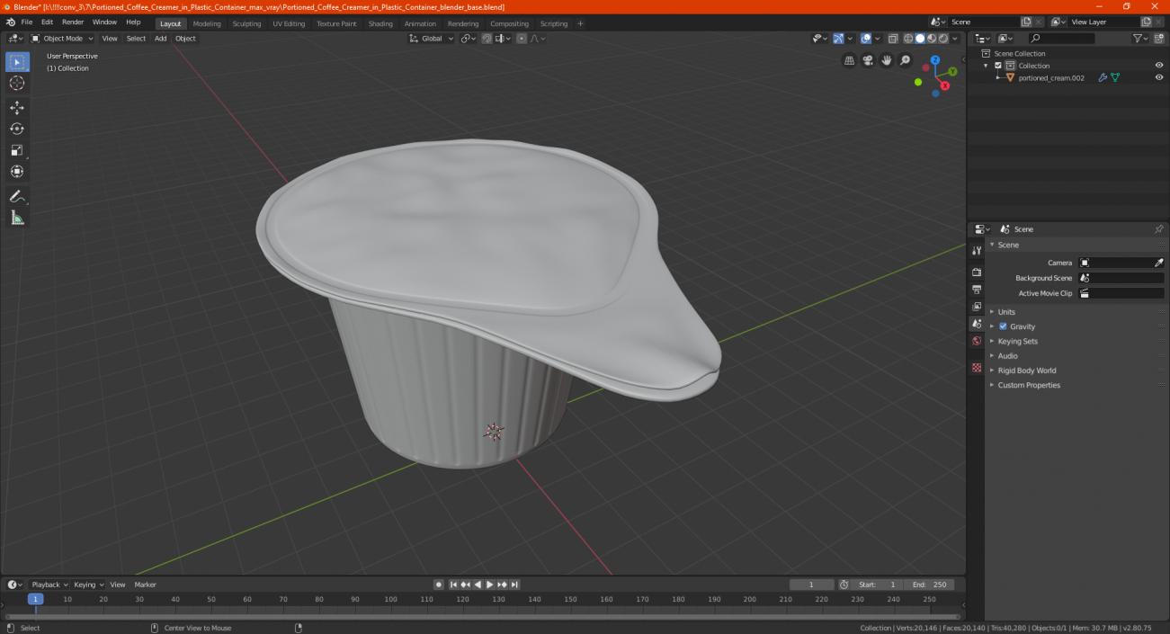 3D model Portioned Coffee Creamer in Plastic Container