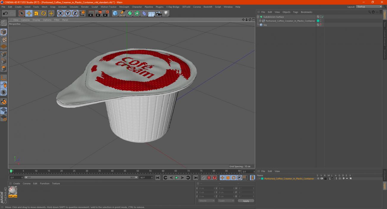 3D model Portioned Coffee Creamer in Plastic Container