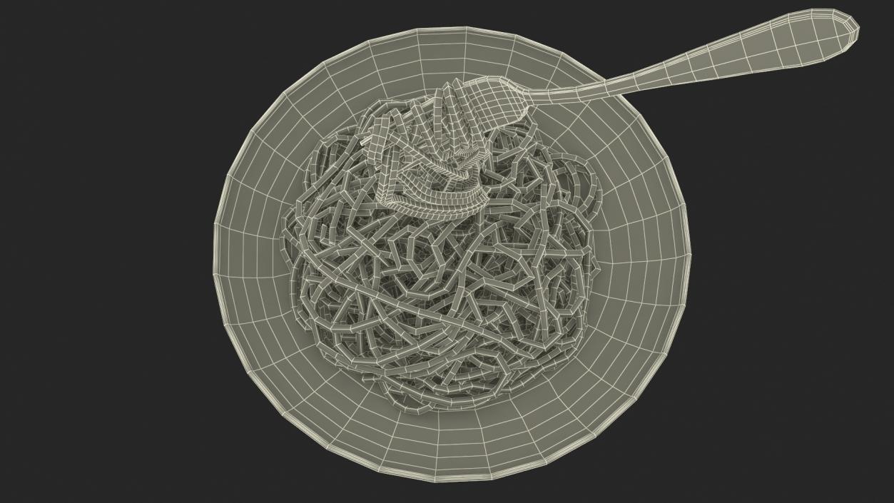 3D Cooked Spaghetti with Fork