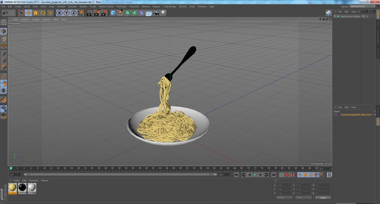 3D Cooked Spaghetti with Fork