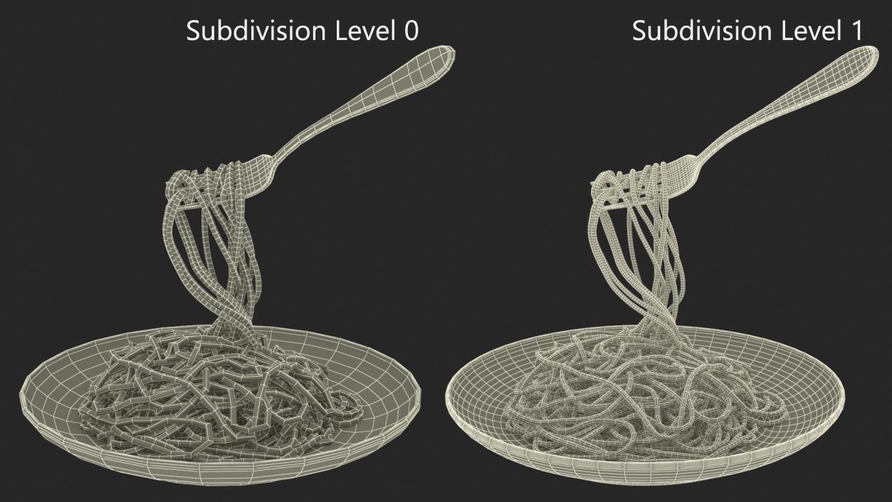 3D Cooked Spaghetti with Fork