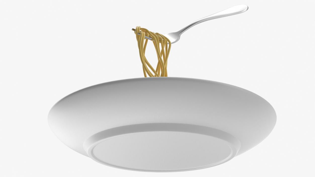 3D Cooked Spaghetti with Fork