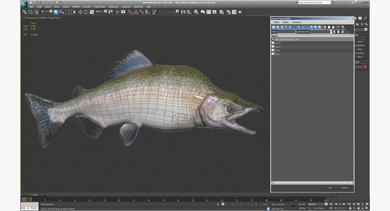 3D model Pink Salmon Fighting Pose