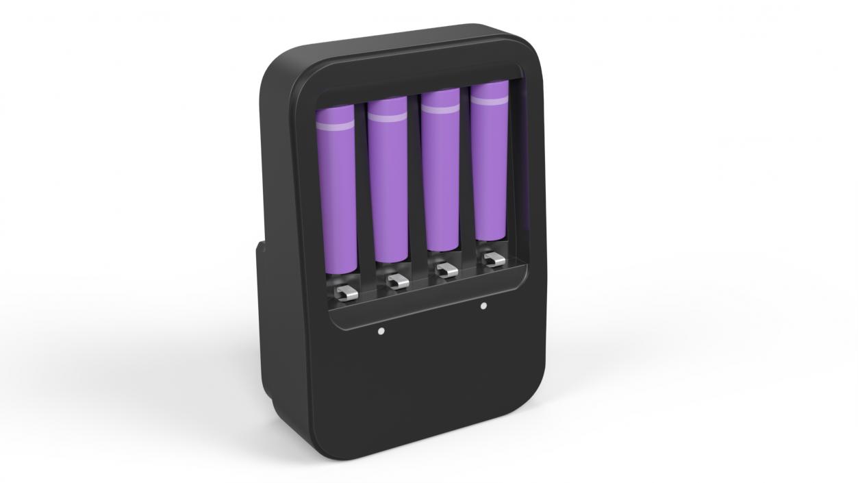 AA and AAA Battery Charger Black with Batteries 3D