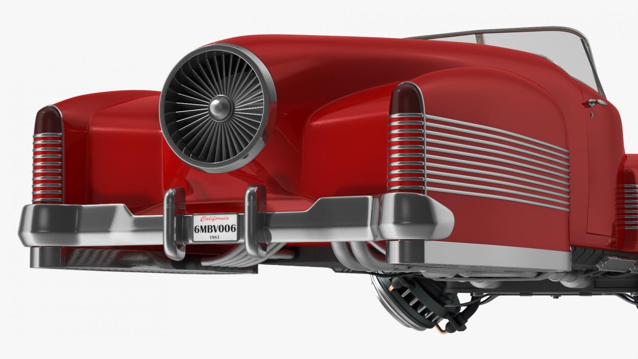 3D New Retro Futuristic Hovercar Red model