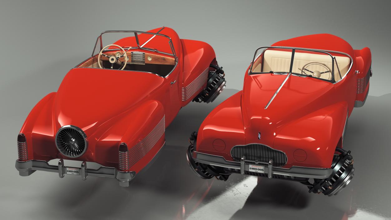 3D New Retro Futuristic Hovercar Red model