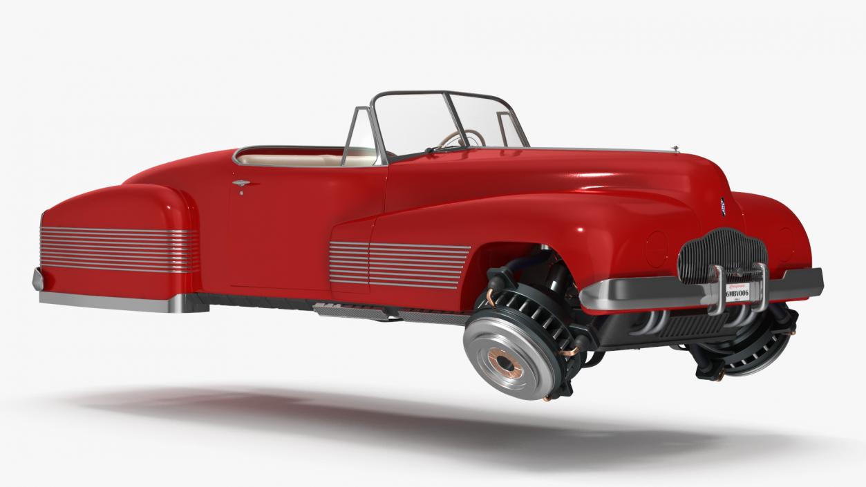 3D New Retro Futuristic Hovercar Red model