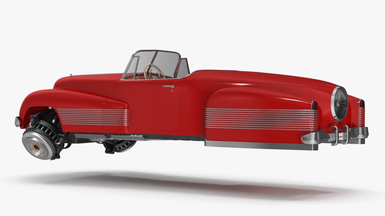 3D New Retro Futuristic Hovercar Red model