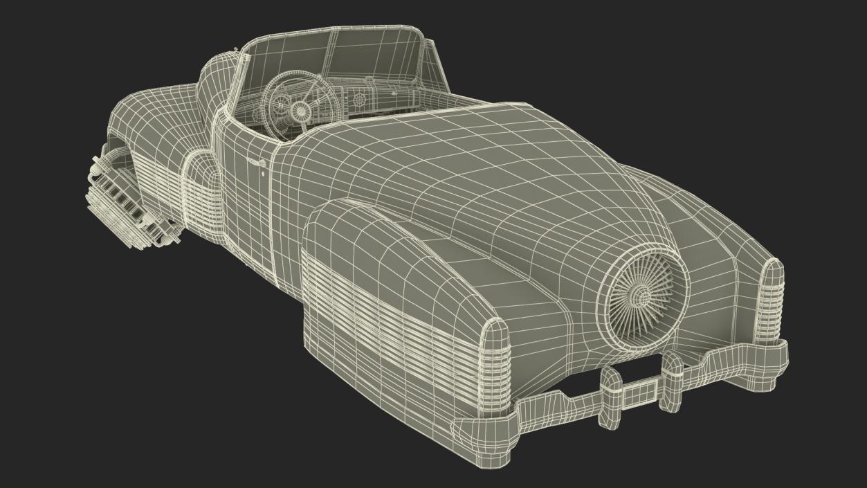 3D New Retro Futuristic Hovercar Red model