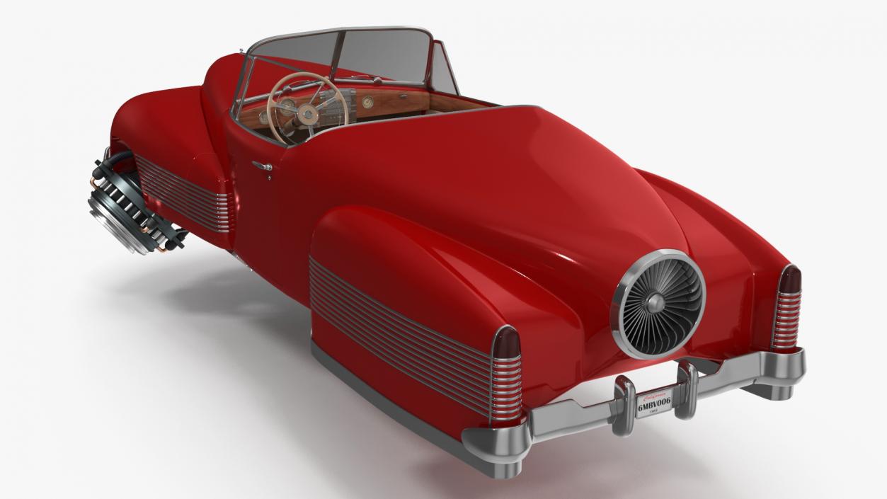 3D New Retro Futuristic Hovercar Red model