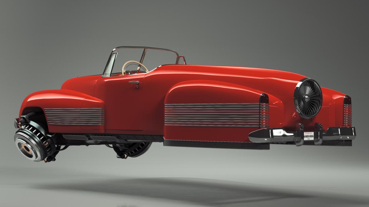 3D New Retro Futuristic Hovercar Red model