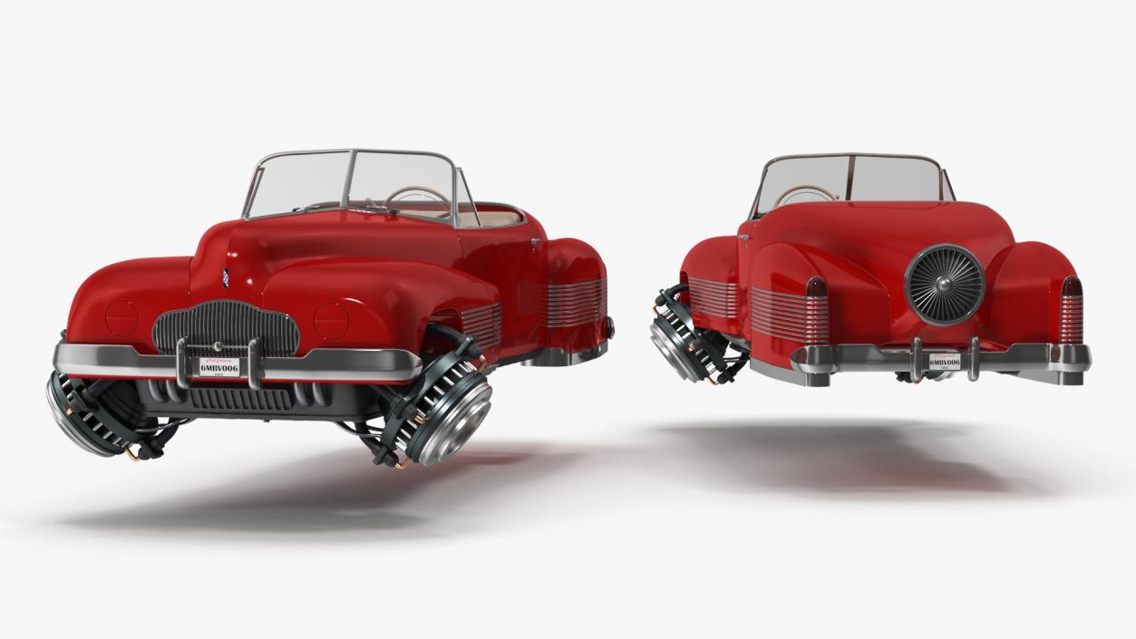 3D New Retro Futuristic Hovercar Red model