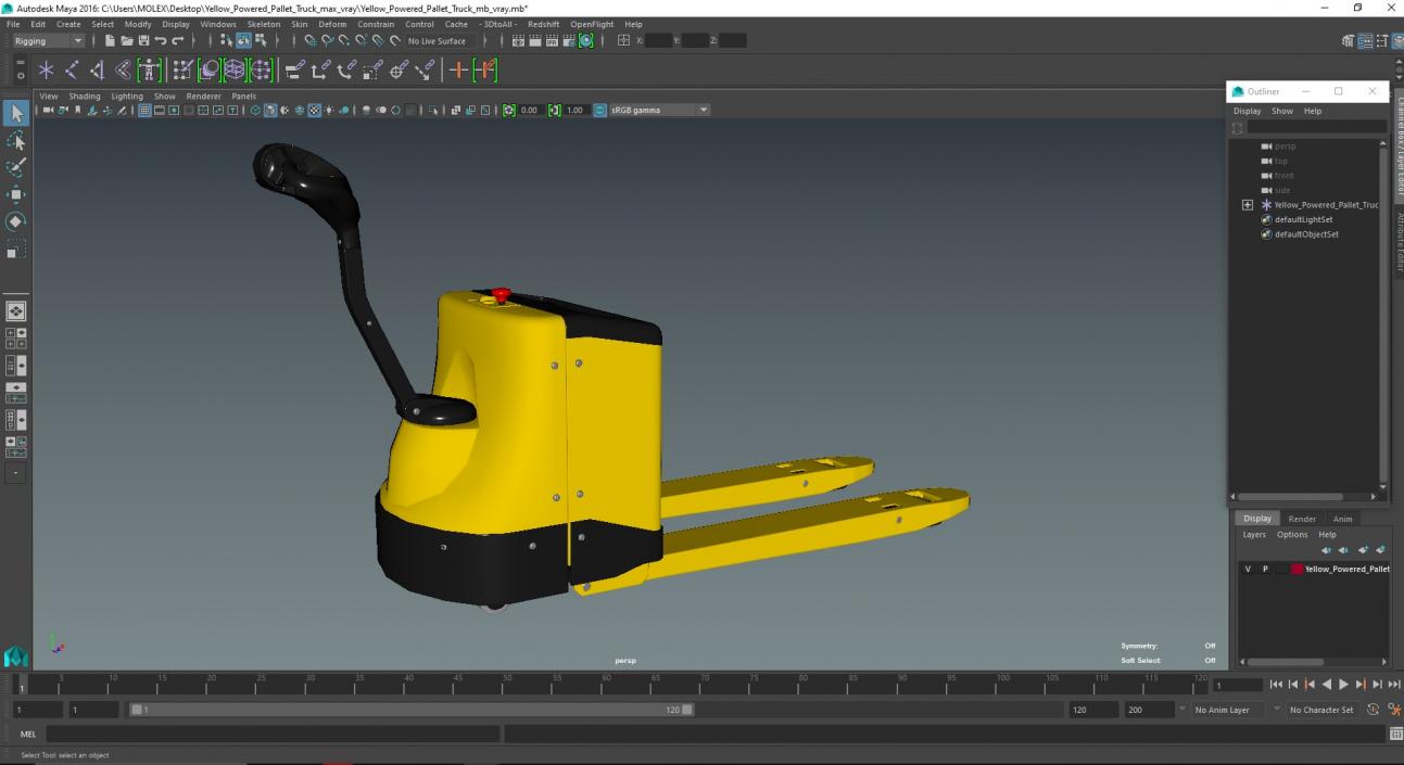 Yellow Powered Pallet Truck 3D