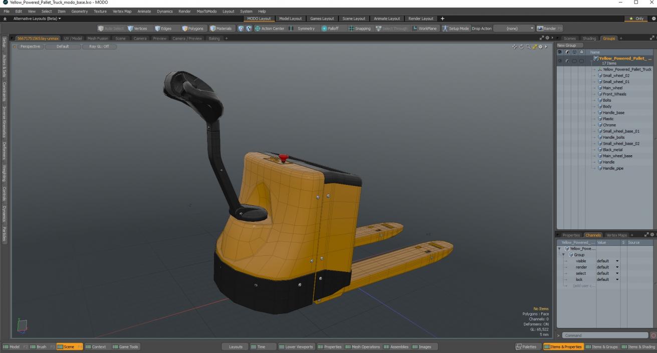 Yellow Powered Pallet Truck 3D