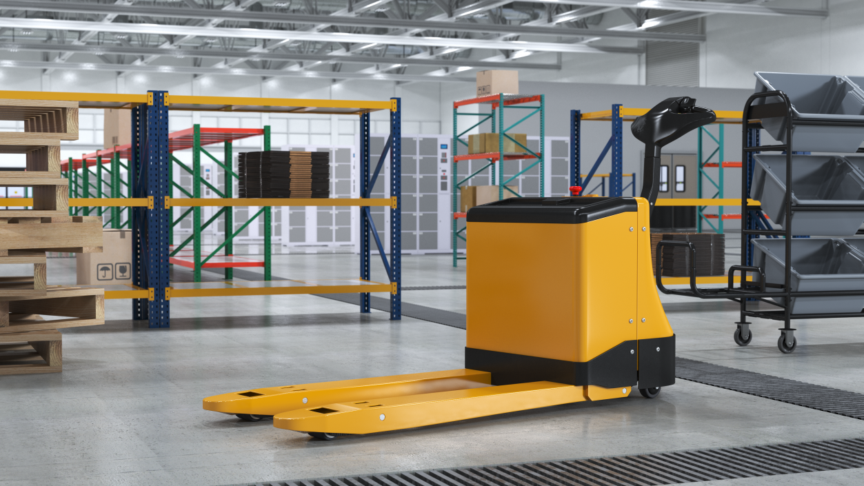 Yellow Powered Pallet Truck 3D