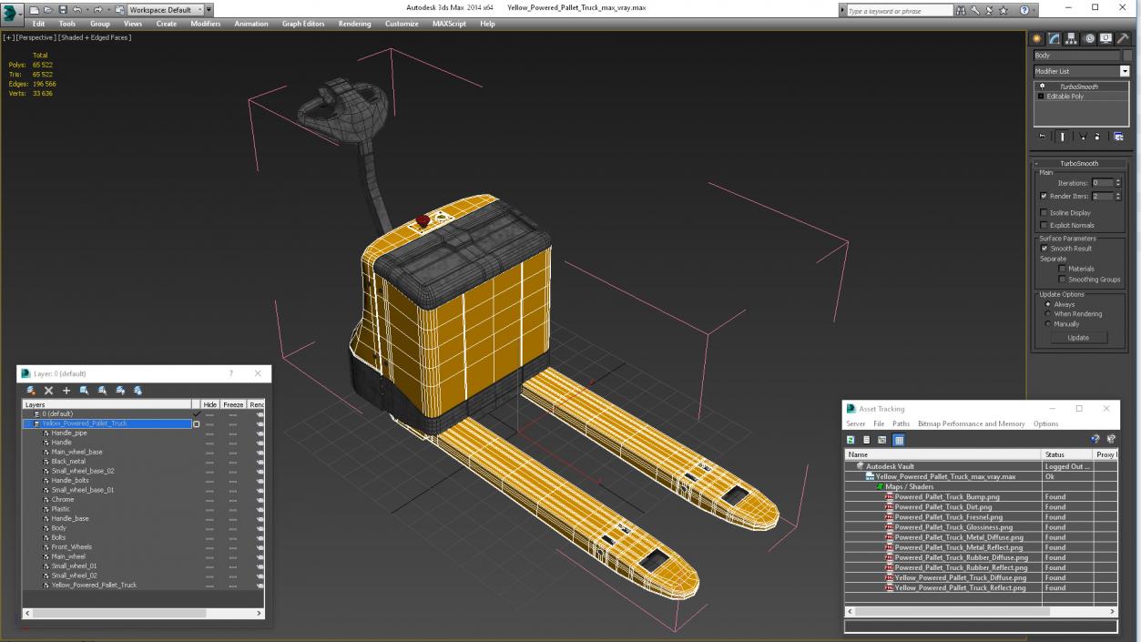 Yellow Powered Pallet Truck 3D